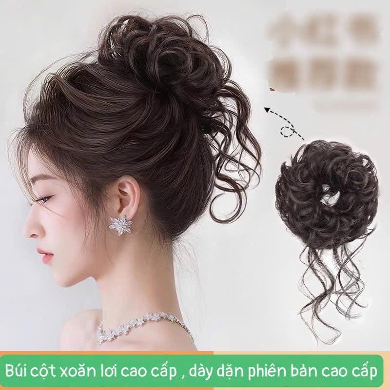  Tóc búi cột lơi xoăn dày cao cấp dành cho nữ 