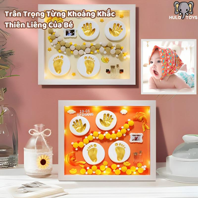 Bộ In Dấu Chân Tay Cho Bé Hulo Toys, Lưu Giữ Khoảng Khắc, Khung Ảnh In Dấu Chân Tay Cho Bé Sơ Sinh, An Toàn Cho Bé