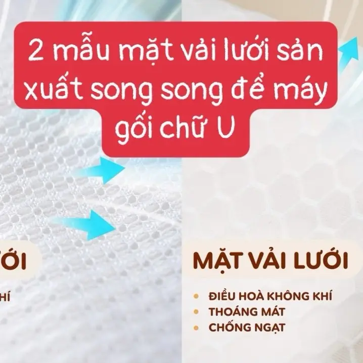 Gối Chữ U  Roayl - Gối Cao Cấp Chất Vải Muslin Mặt Dưới Lớp Lưới Thông Thoáng Mềm Mại Thiết Kế Dây  Điều Chỉnh An Toàn Chống Giật Mình Cho Bé 6