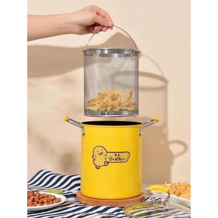 Nồi chiên ngập dầu vịt vàng có giỏ inox 3