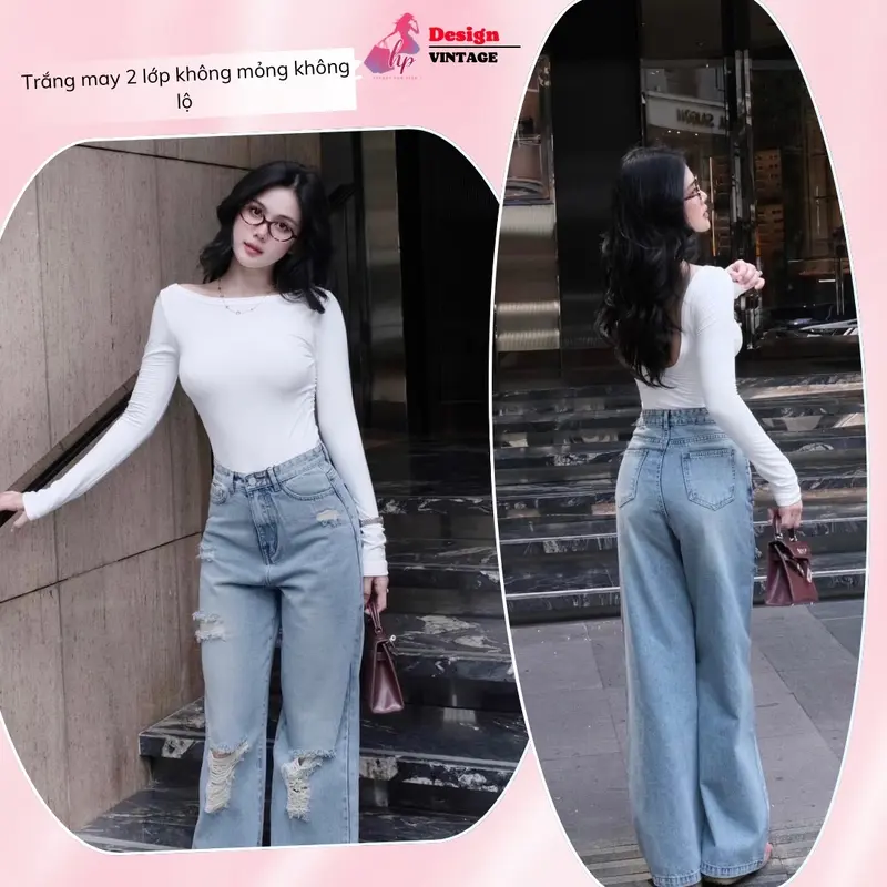 Áo thun dài tay hở lưng ôm body, áo kiểu nữ màu đen trắng co giãn hàn quốc sang chảnh thu đông đi chơi tôn dáng G963 Jean Women Top 4