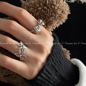 [Fanyee] Cincin Bunga Premium Mode Vintage Cincin Kupu-kupu Unik yang Lembut Q355