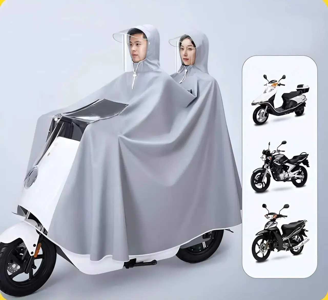 Áo mưa choàng trùm kín Xe (1 Người và 2 Người) Chất Liệu PVC Cao Cấp Có Tấm Chắn Nước Thời Trang An Toàn Khi Điều Khiển Xe Máy