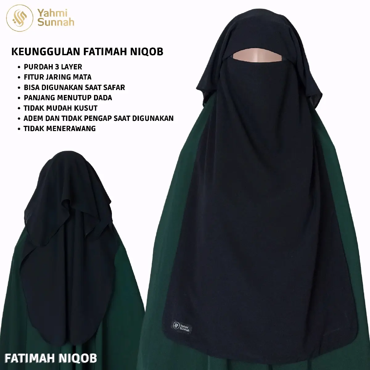 Niqab Yaman Purdah 3 Layer Bahan Ceruty Premium Grade A+ Bisa COD Doll Panjang