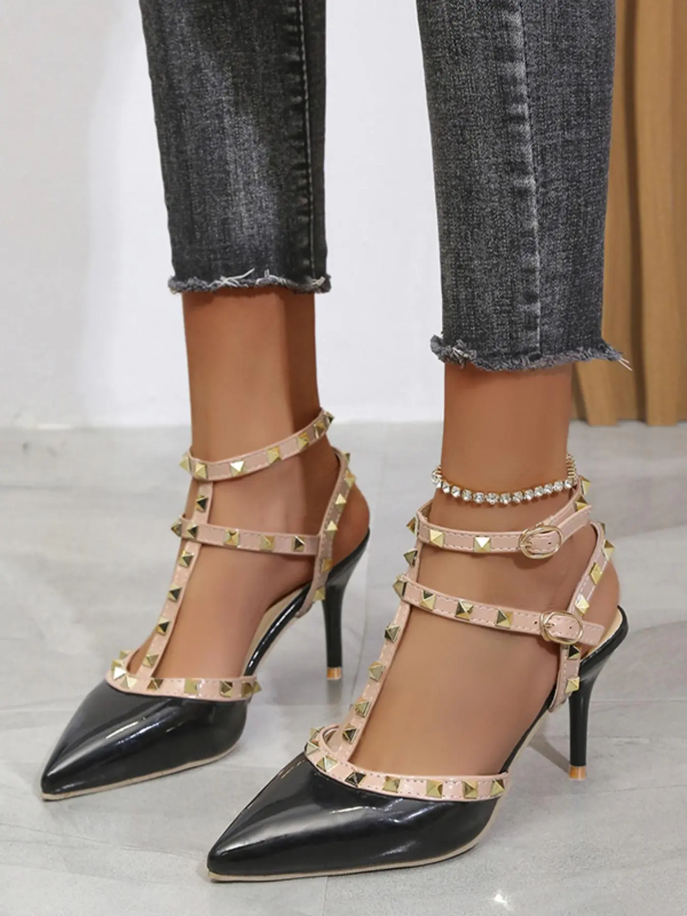Women's Fashionable Studded Decor High Heel Sandals, Elegant Pointed Toe Sandals for Party, Daily Clothing Decor for Women & Girls, Walking Shoes