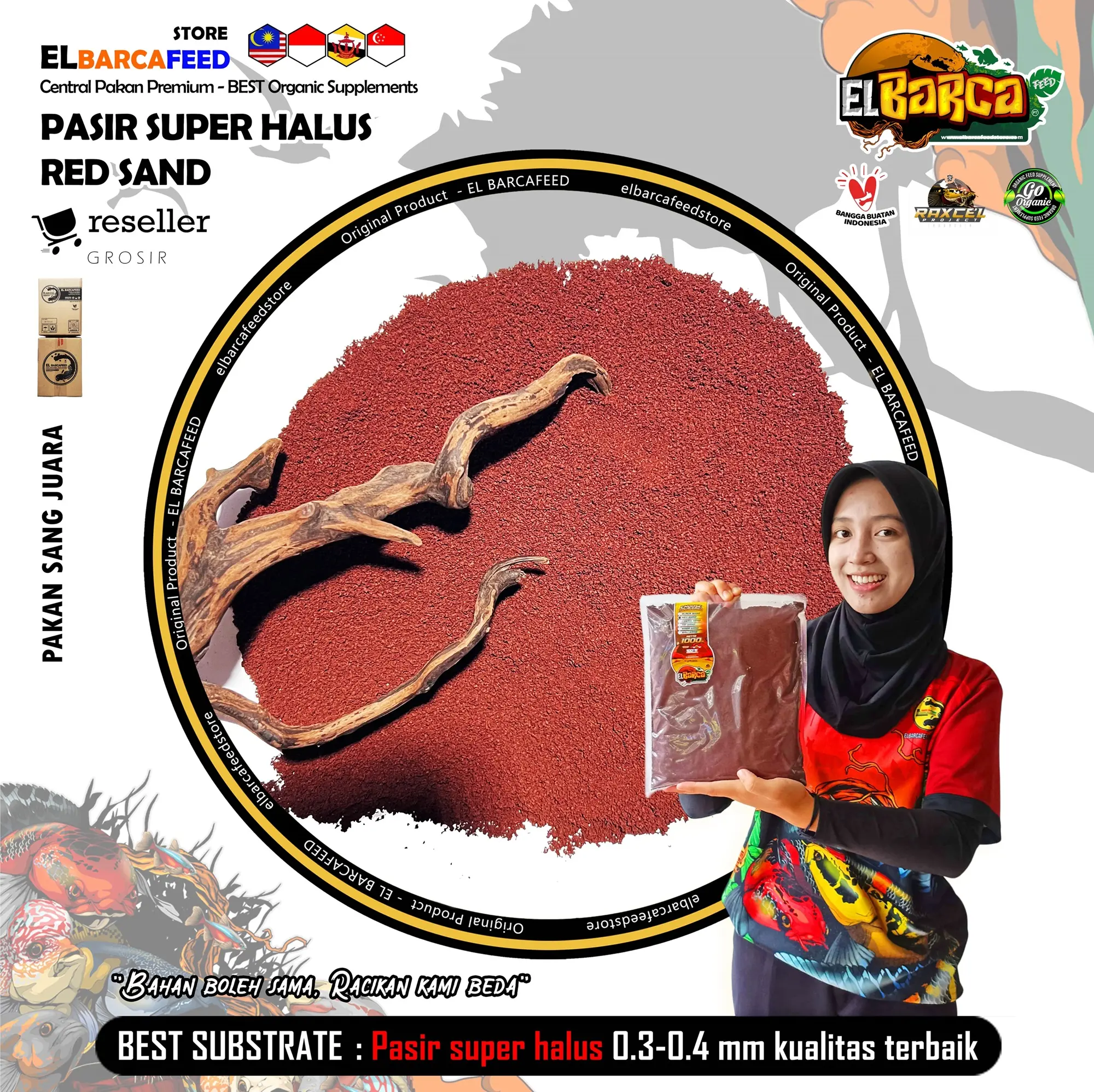 PASIR AQUARIUM AQUASCAPE RED SAND PREMIUM 1 KG pasir malang merah super halus bersih 0.5mm ikan hias