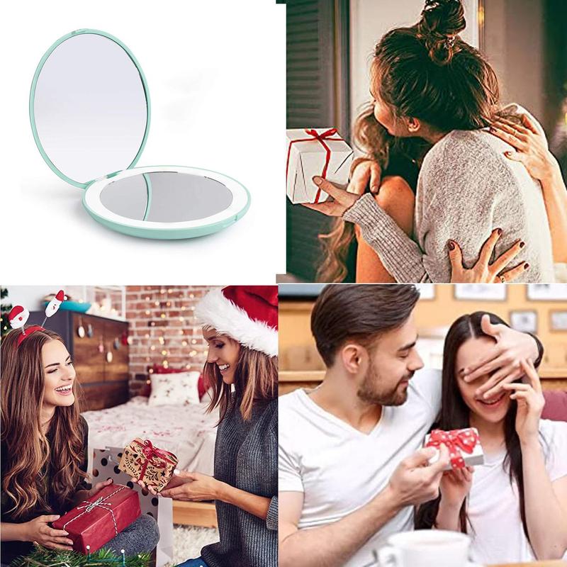 Portable Folding Makeup Mirror With Light, 1 Count Double-sided Compact Pocket Mirror, Makeup Tool For Women 6