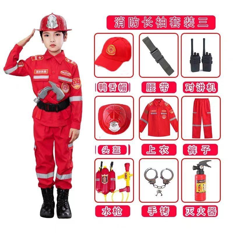 Product Introduction of Children's Fire Firefighter Costume Halloween Cosplay Costume Children's Business Suit 18