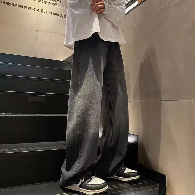 2025 [3923 People Collected] Boys' Jeans Wide-Leg Pants 2024 Spring and Autumn New Style Big Kids Loose Straight Stylish Versatile Trendy Jeans