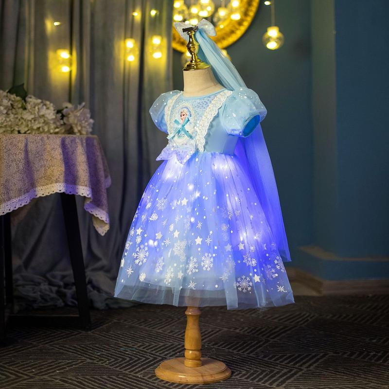 Product Introduction of Frozen Princess Dress Girls' Dress Children's Luminous Aisha Dress Lolita Dress Summer New 7