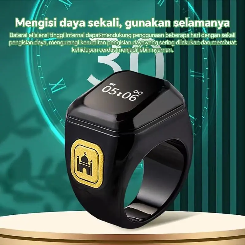 Cincin Tasbih Digital Smart Zikr Ring LED Display Bluetooth Tasbeeh Counter Tahan Air 1