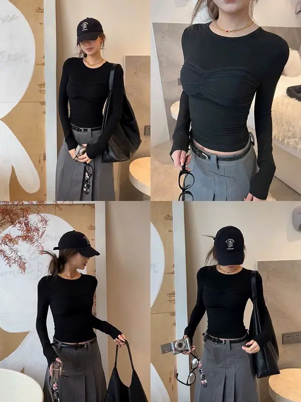 Áo thun nữ dài tay ôm body xoắn eo 3D 2 size SM - TRIEUDUONG 08 4