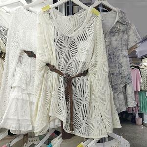 Design Sense Niche Hollow Knitted Sweater Set for Women, Loose Long Sleeve Top, Hollow Outerwear Top for Autumn