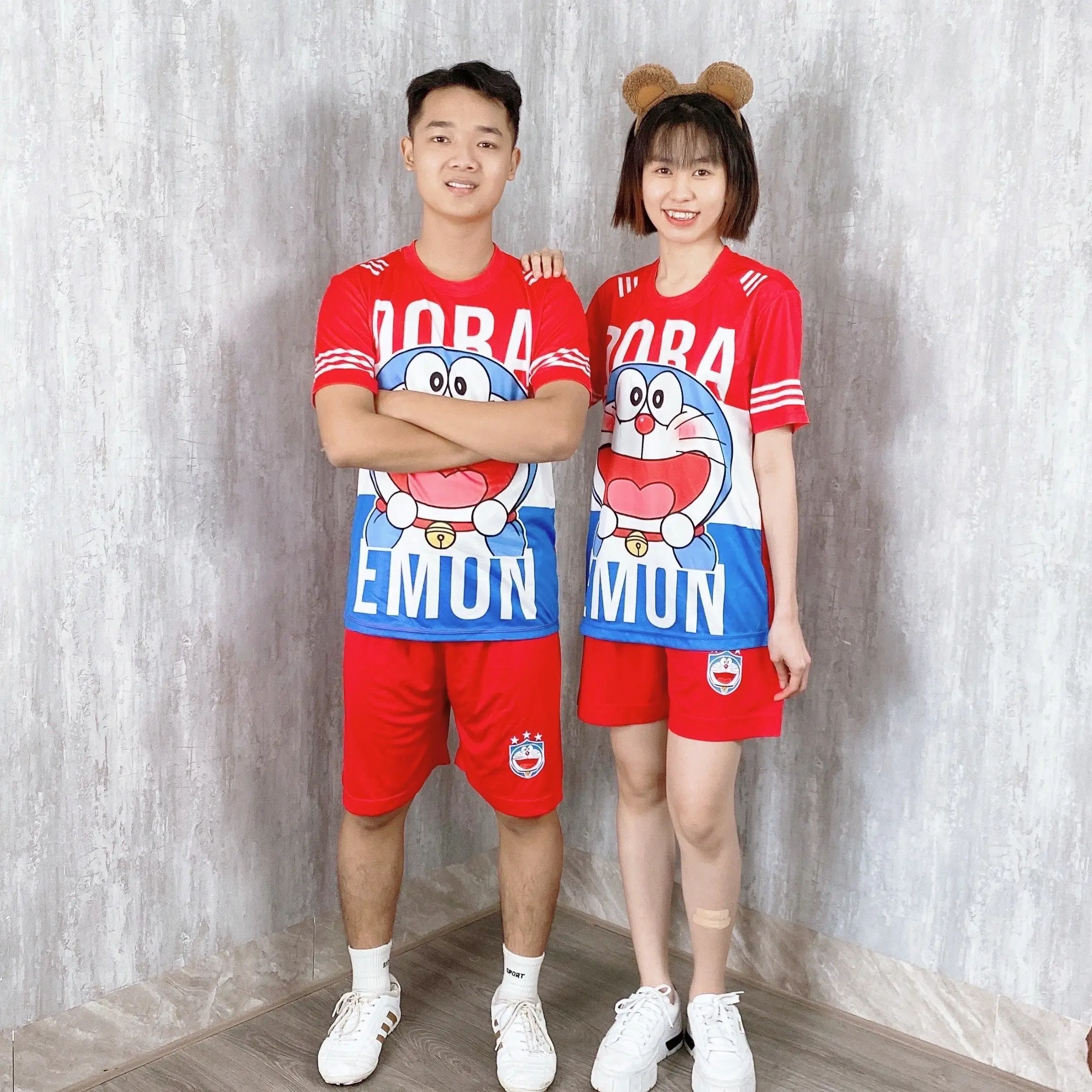 Top Áo bóng đá nam nữ Doreamon thun - chất liệu thoáng mát