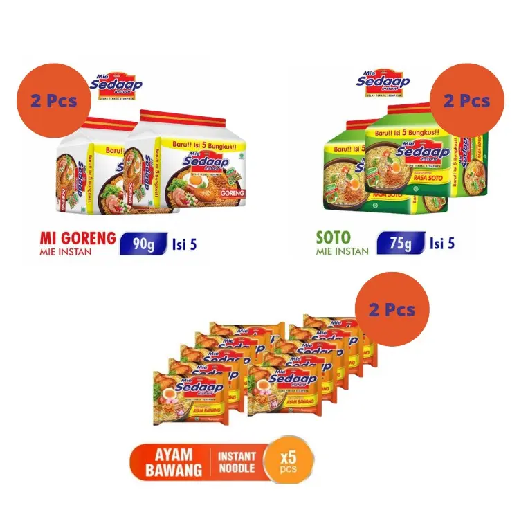 2 Pcs Mie Sedaap Ayam Bawang/Soto/Goreng isi 5