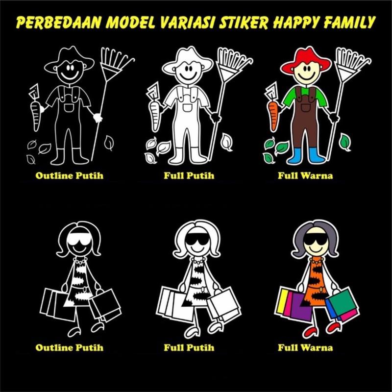 STIKER MOBIL HAPPY FAMILY LUCU / Stiker Keluarga Warna-Warni Car 2