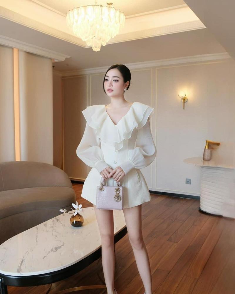 Product Introduction of P107 - Jum nữ thiết kế dự tiệc cổ V phối voan tơ sang chảnh tay dài dáng ngắn 8