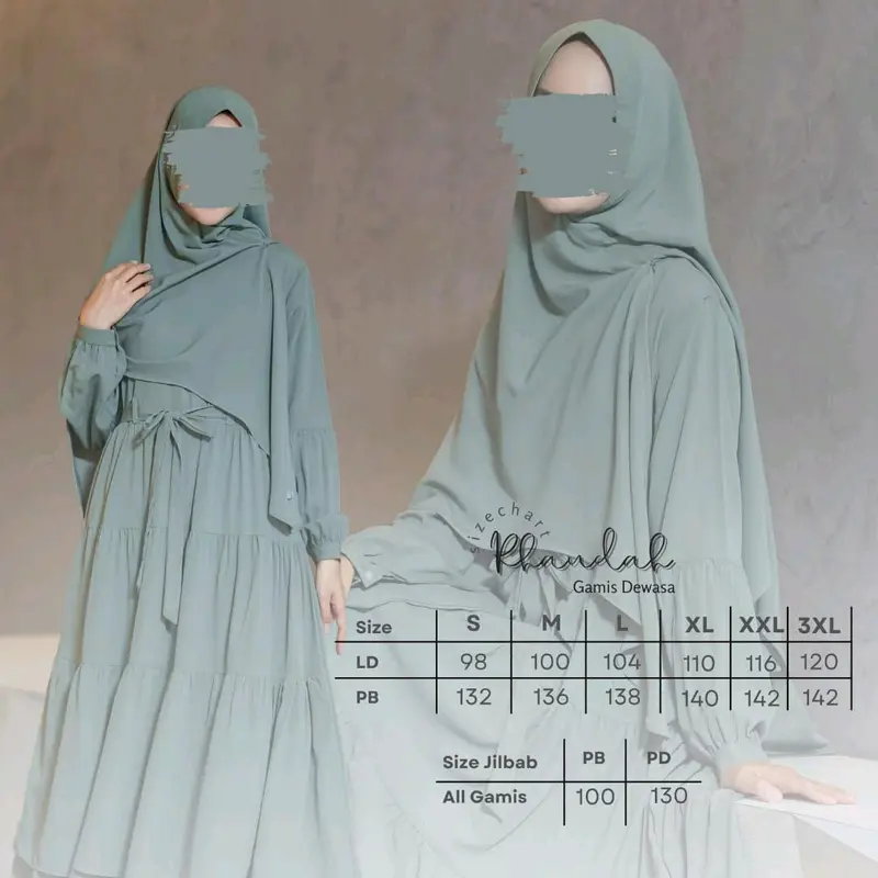 Rhaudah Set By Shazfa Shahia | Gamis Set Cadar Original Shazfa Polos 8