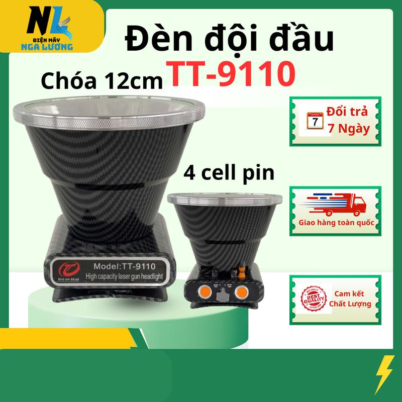 Đèn đội đầu siêu sáng TT-9110 ,chóa 12cm , 4 cell pin , ánh sáng đứng dọi xa trên 500m, sáng mạnh , pin trâu , chống nước , đèn di động , bảo hành nhà sản xuất