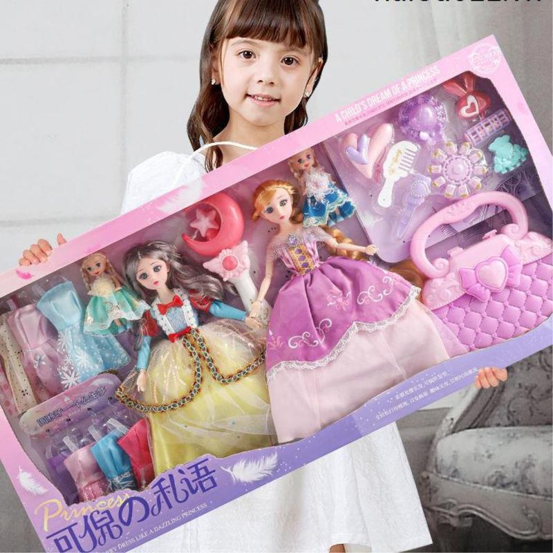 Đồ Chơi Bé Gái Búp Bê Barbie Công Chúa Elsa Thay Váy , Có Túi , Có Quyền Trượng ,Đồ Trang Điểm Toy Phát Nhạc