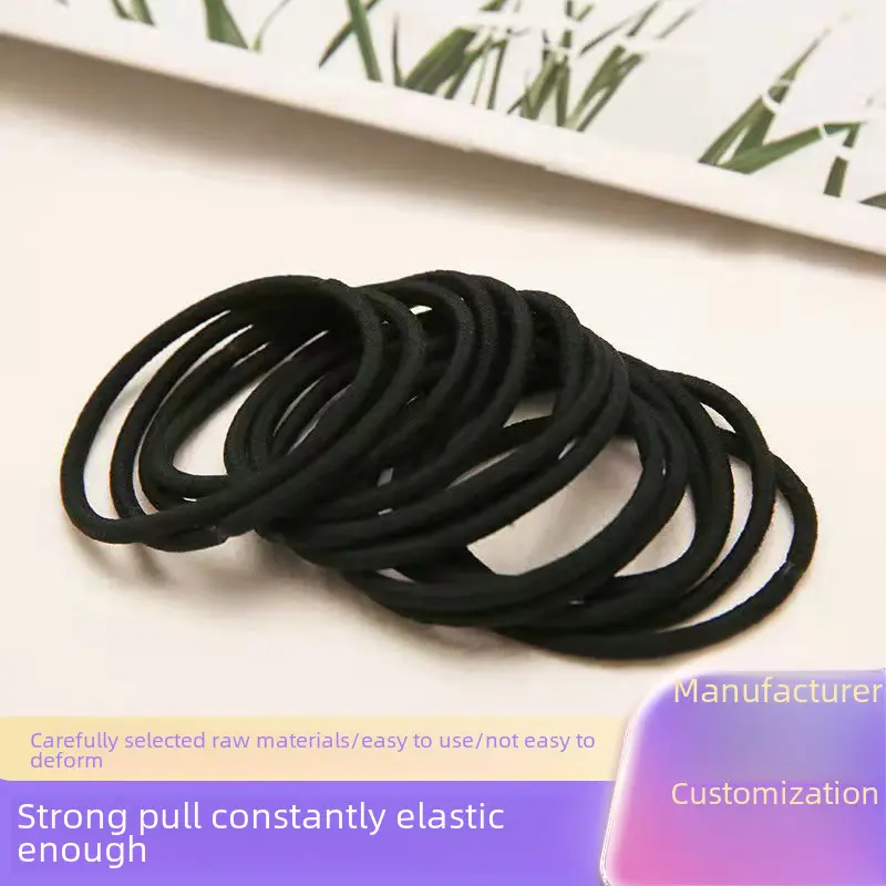 Phụ Kiện Tóc Màu Đen Hàn Quốc, Yiwu Xuyên Biên Giới, Dây Buộc Tóc, Dây Buộc Tóc, Nhẫn Tóc, Phụ Kiện Co Giãn Tóc, Bán Buôn
