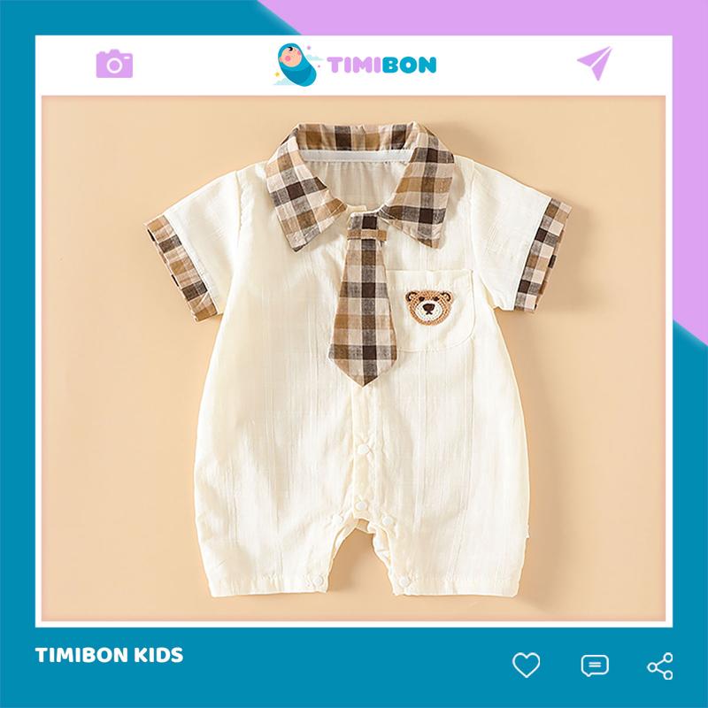 Body Công Tử Cộc Tay Chất Vải Mềm Mịn Bodysuit Cho Bé Trai Dễ Thương Mẫu Quần Áo Sơ Sinh Voi [BDC43]