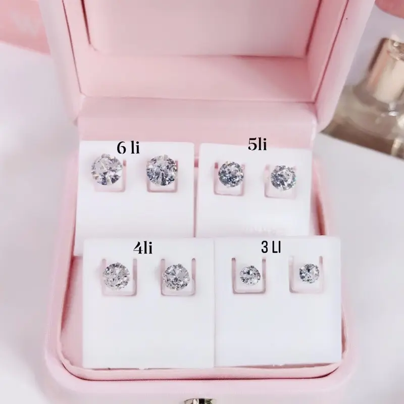 Bông tai nụ đá bạc  đơn giản Kiều Oanh J