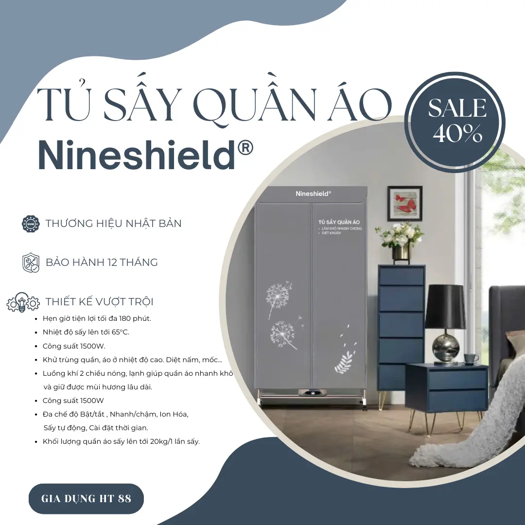 Tủ Sấy Quần Áo Đa Năng Nineshield KB-009 - Chính Hãng - Bảo Hành 12 Tháng
