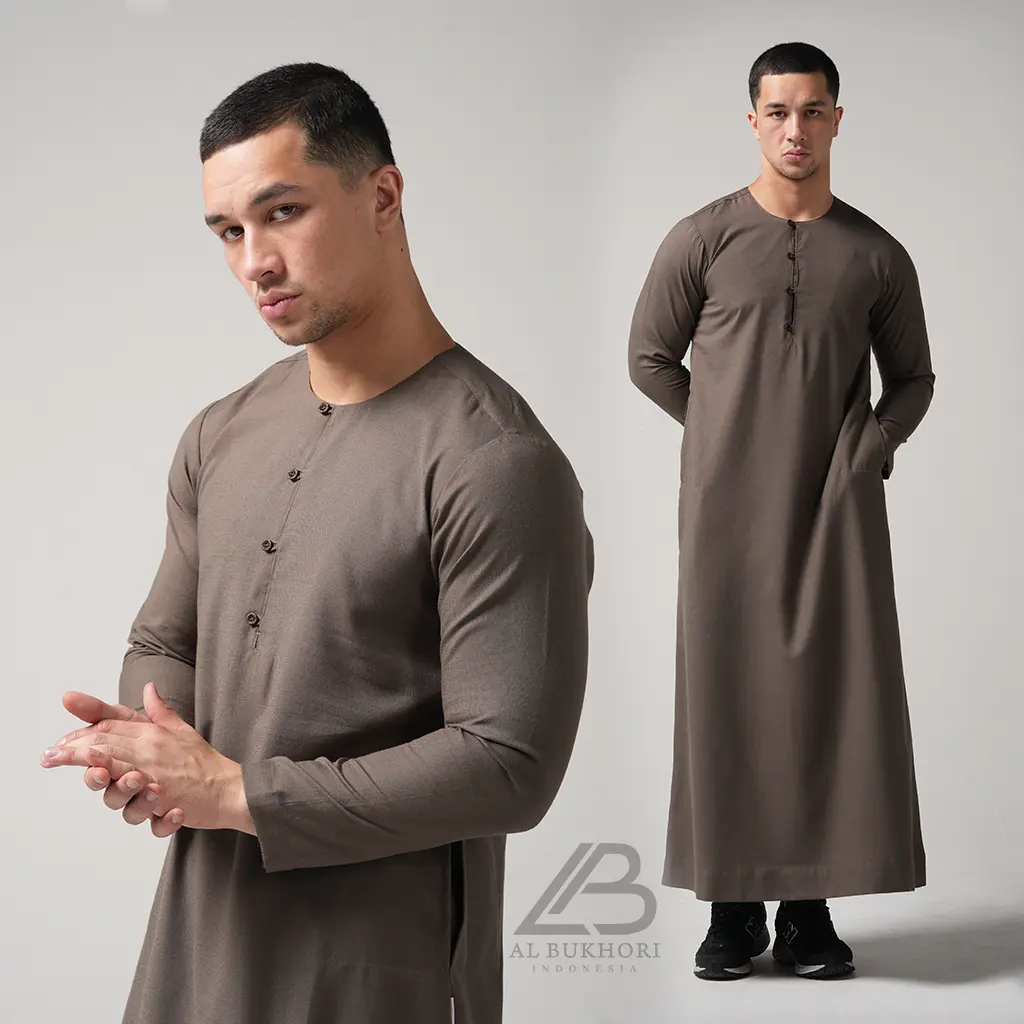 Al Bukhori - Anti UV Jubah Slimfit Gamis Saudi Pria Dewasa Premium Lengan Panjang Premium - Jubah Kafeel Slimfit