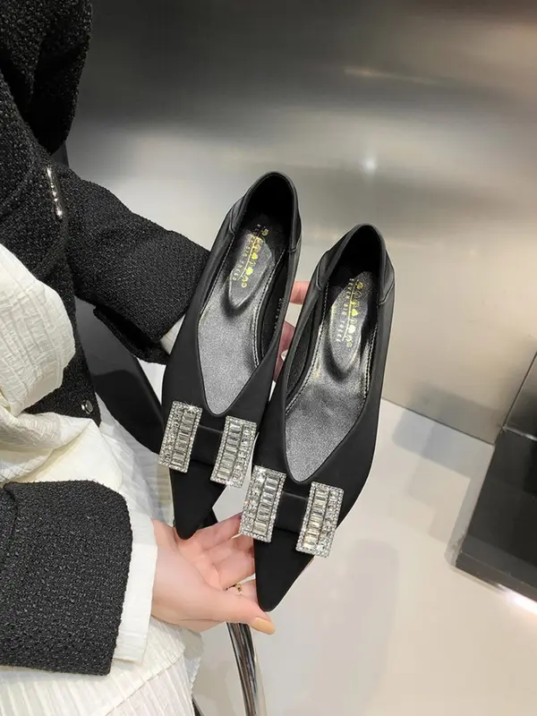 Women's Elegant Rhinestone Decorated Flat Shoes, Trendy Pointed Toe Slip on Shoes, Fashionable Shoes for Daily Wear, Girl 2
