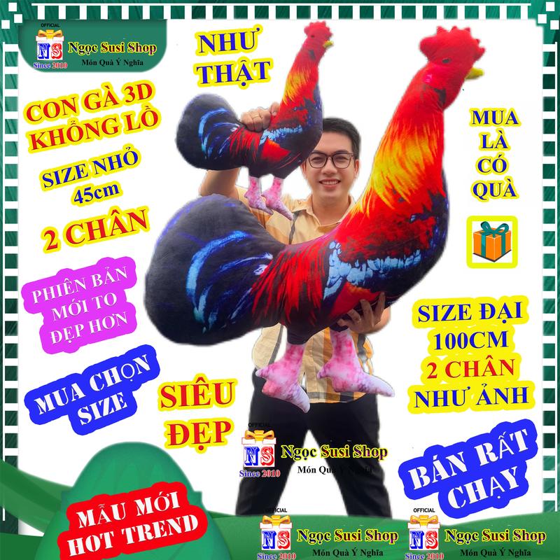 Gấu Bông CON GÀ TRỐNG Gà Đá Gà Tập Lực Gà Chọi 3D Siêu Đẹp - Thú Nhồi Bông thú bông Chất Nhung MỊn Làm Quà Tặng Sinh Nhật Lễ Làm Kỷ Niệm Đồ Chơi Doll Toy Cao Cấp size 40cm/1m [mua là có quà]