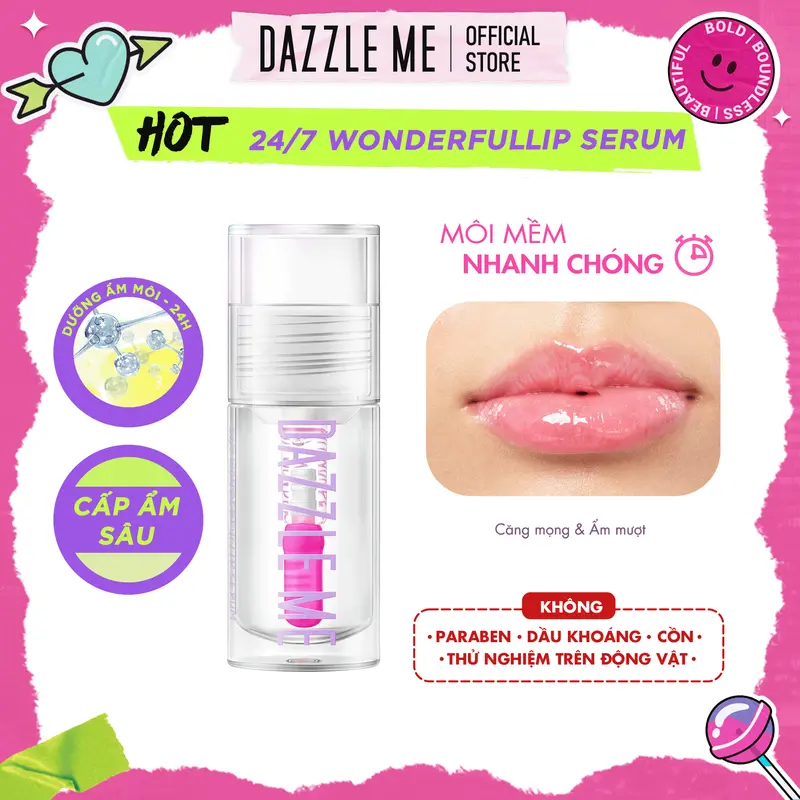 DAZZLE ME Serum Dưỡng Môi Lip Serum 24/7 Dưỡng Ẩm, Làm Mềm Môi Wonderfullip Serum 2.5g Son Nữ Women 1