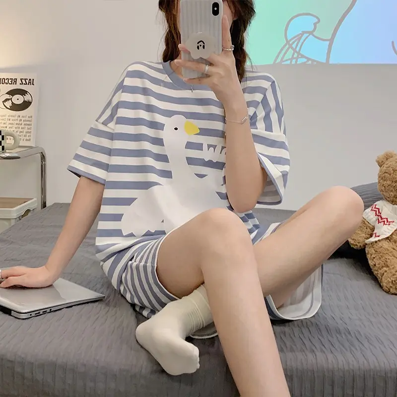 Đồ Ngủ Nữ, Phong Cách Nhật Bản Hoạt Hình, Dễ Thương, Ngắn Tay, Cỡ Lớn Women Áo 5
