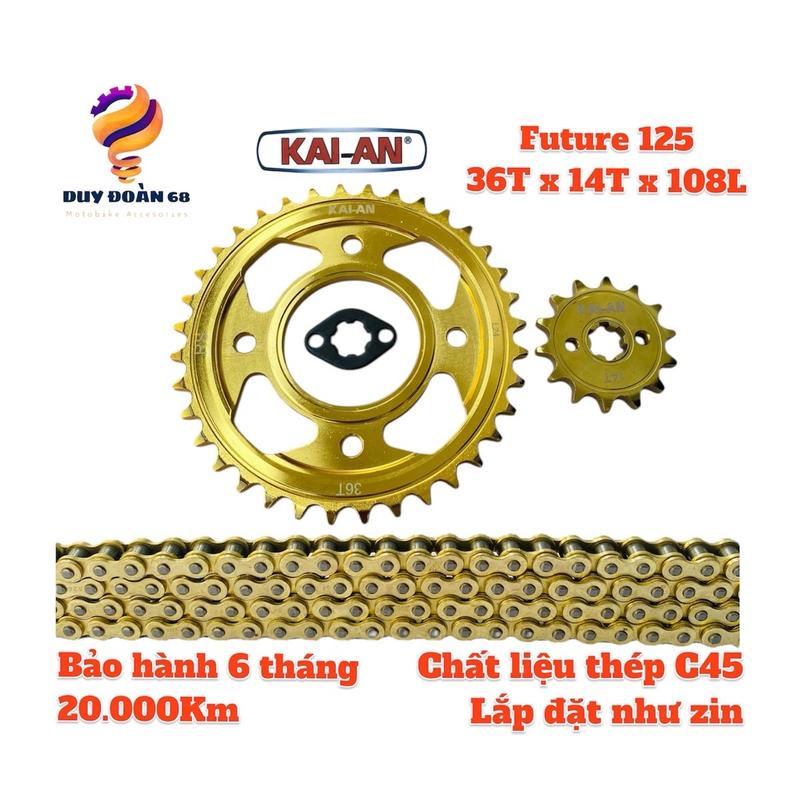 Nhông Sên Dĩa Future Fi 125 Kai An Dĩa Đen, Vàng Sên Dày 9 Ly 10 Ly Công Nghệ Nhật Bản Tặng Phe Và Táng Cacbon Phụ Tùng