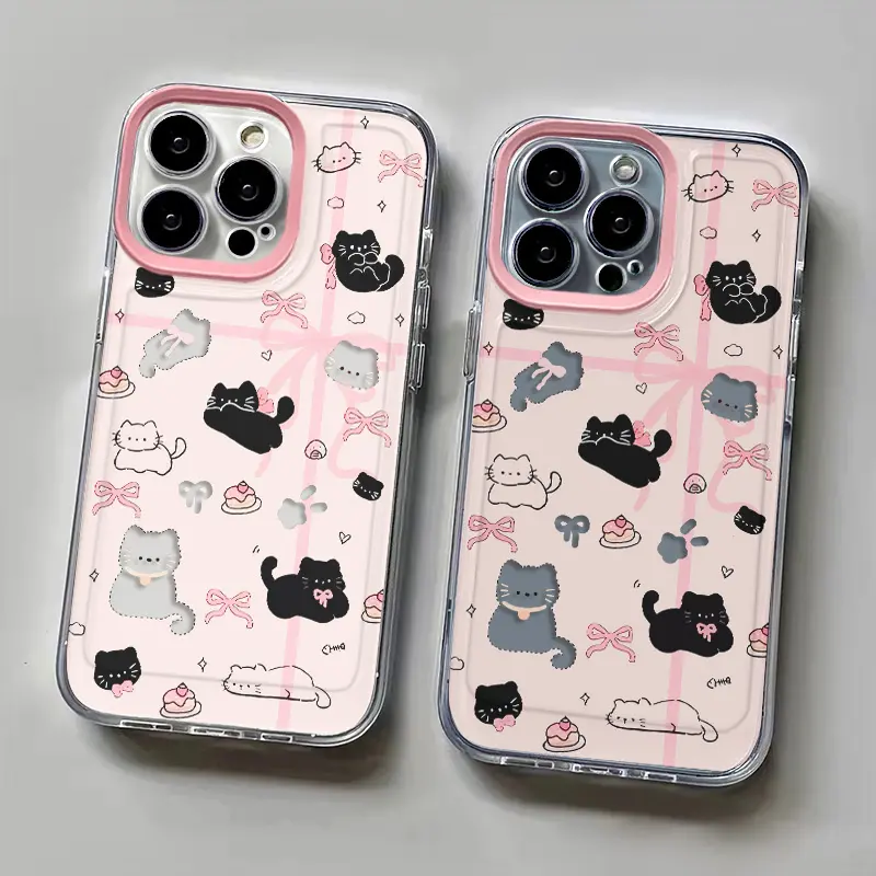 Ốp Điện Thoại Họa Tiết Mèo Đen, Thiết Kế Sang Trọng Và Thời Trang, Tương Thích Với iPhone 16 Pro Max, 11, 12, 13, 14, 15, XR, X, XS Max, 7, 8 Plus, SE2020, Chất Liệu TPU, Trong Suốt, Bao Gồm Tất Cả, Ốp ốp Mềm Silicon Chống Trượt, Giá Cả Phải Chăng 1