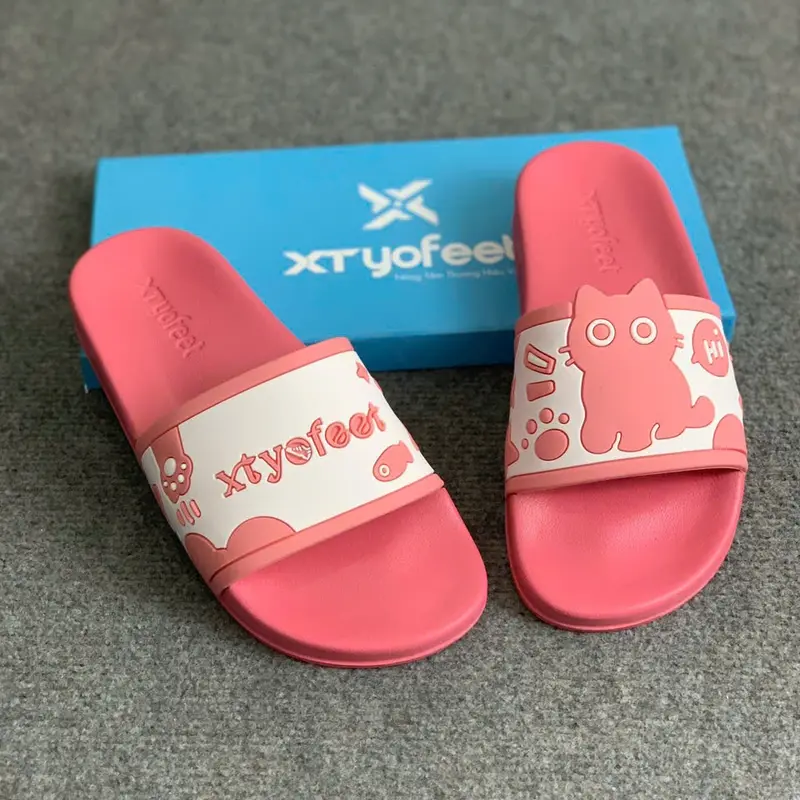 [ FULL BOX ] Dép nam nữ quai cao su họa tiết MÈO HELLO,dép cá  bản full nhiều màu hot trend (XC 46)DéP Slipper Đế Bằng Quai Ngang Dép Lê 6