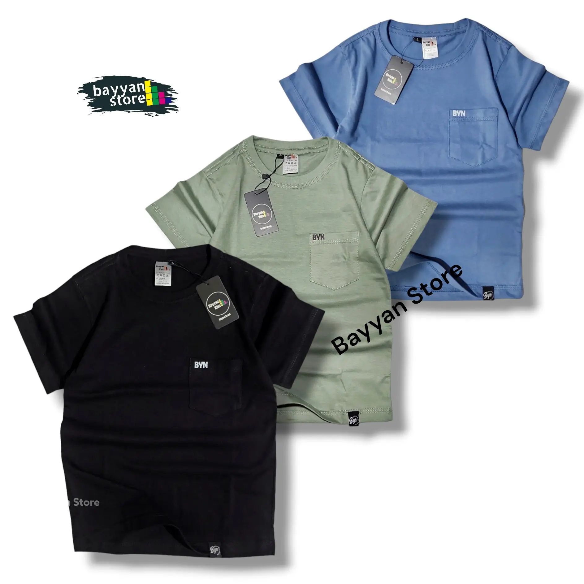 Bayyan Kaos Distro Anak Laki Laki Umur 1-12 Tahun Pocket Cotton