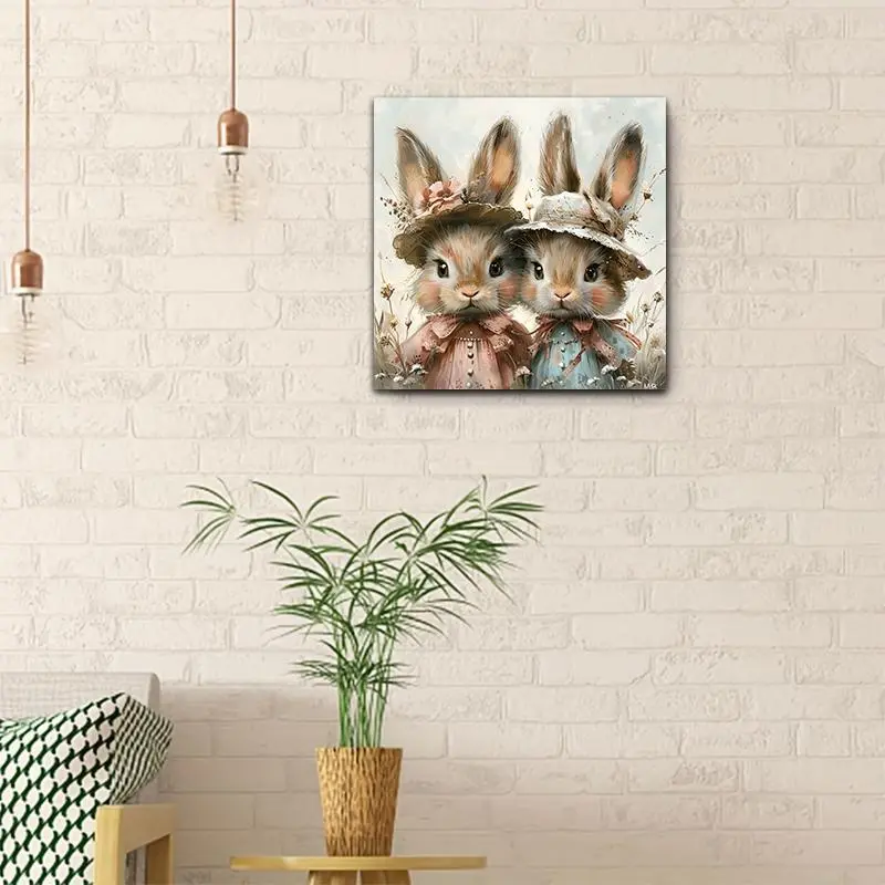 Rabbit Pattern DIY Diamond Arts Colorful Painting Kit without Frame, DIY 5D Diamond Arts Colorful Painting Kit, Wall Art Decor for Home Living Room Bedroom 3