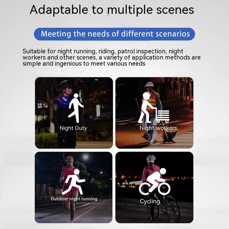 Product Introduction of Red and Blue light LED Red and blue shoulder light Safety light USB rechargeable clip white lighting flashlight Outdoor sports, running, fishing, swimming, beach are suitable for camping lights camping  lights 7