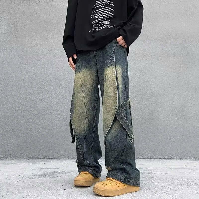 ￼Calem Club - Quần Jean Ống Rộng wash màu tôn dáng form unisex nam nữ quần bò ống rộng Menswear Pants Ong 5
