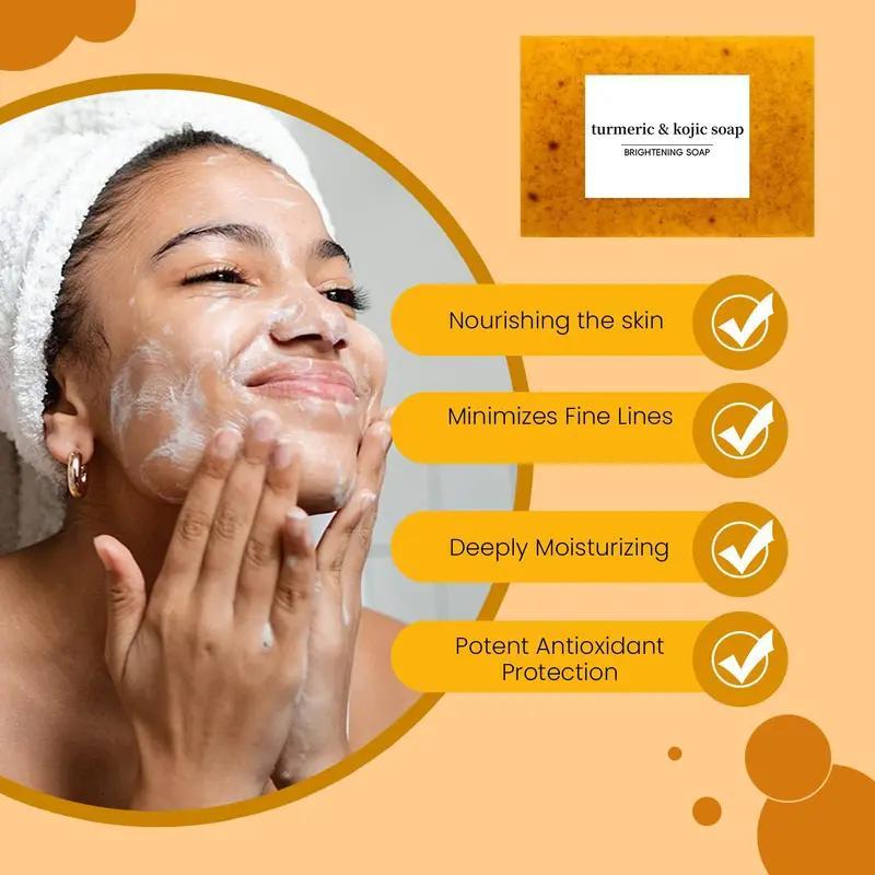 Turmeric Soap Bar, 13pcs/set Moisturizing Brightening Body Wash Soap Bar & Soap Net, Deep Cleansing Body Wash Soap for Women & Men, Daily Skincare Product, Skincare 5