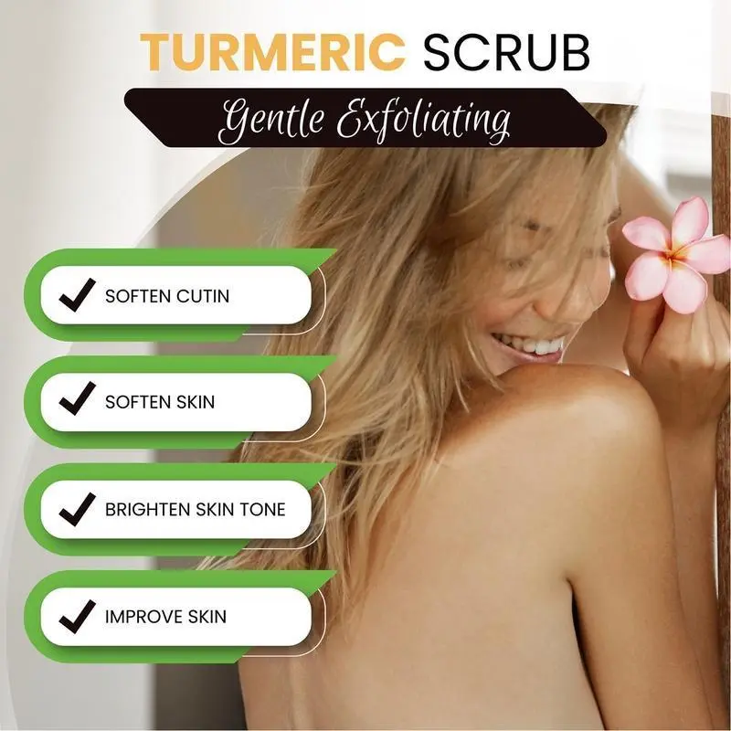 Body Care Product Set, 2 Counts/set Exfoliating Brightening Turmeric Body Scrub & Moisturizing Foot Cream, Daily Skin Care Product for Women & Men 5