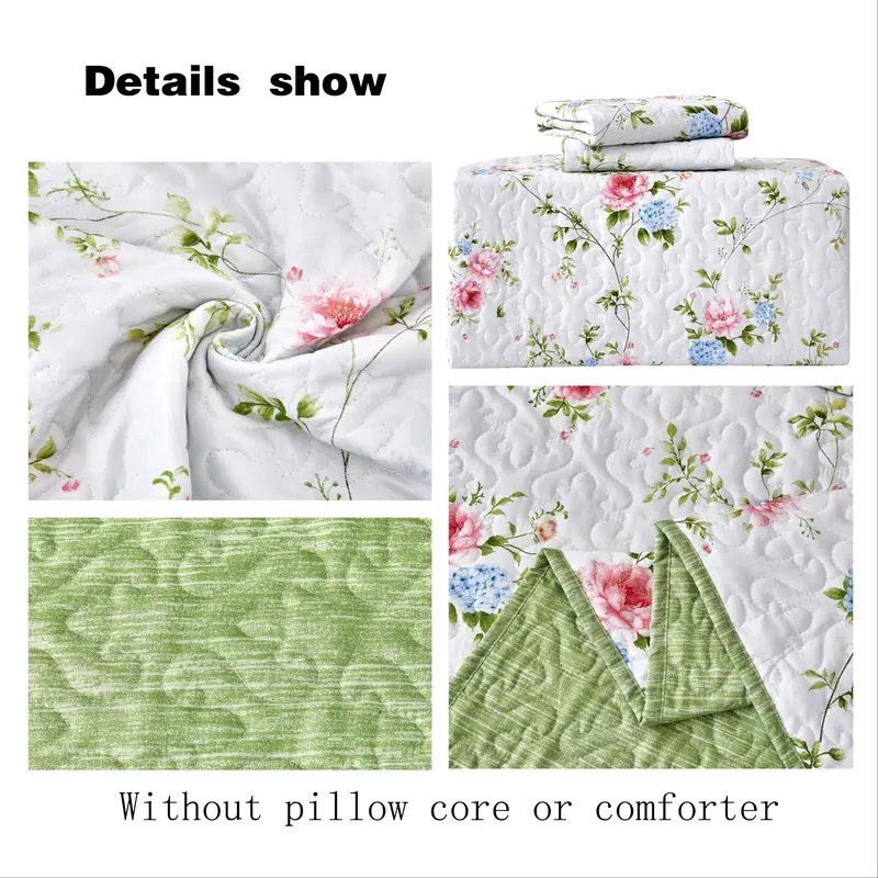 Floral Print Bedspread Set, 1 Count Bed Cover & 2 Counts Pillowcase without Filler, Soft Comfortable Bedding Set for Home Bedroom 6