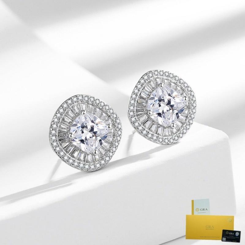 Product Introduction of [with Gra Certificate]  New Arrival Hot Sale Fashion Square High-Grade Moissanite Stud Earrings 15