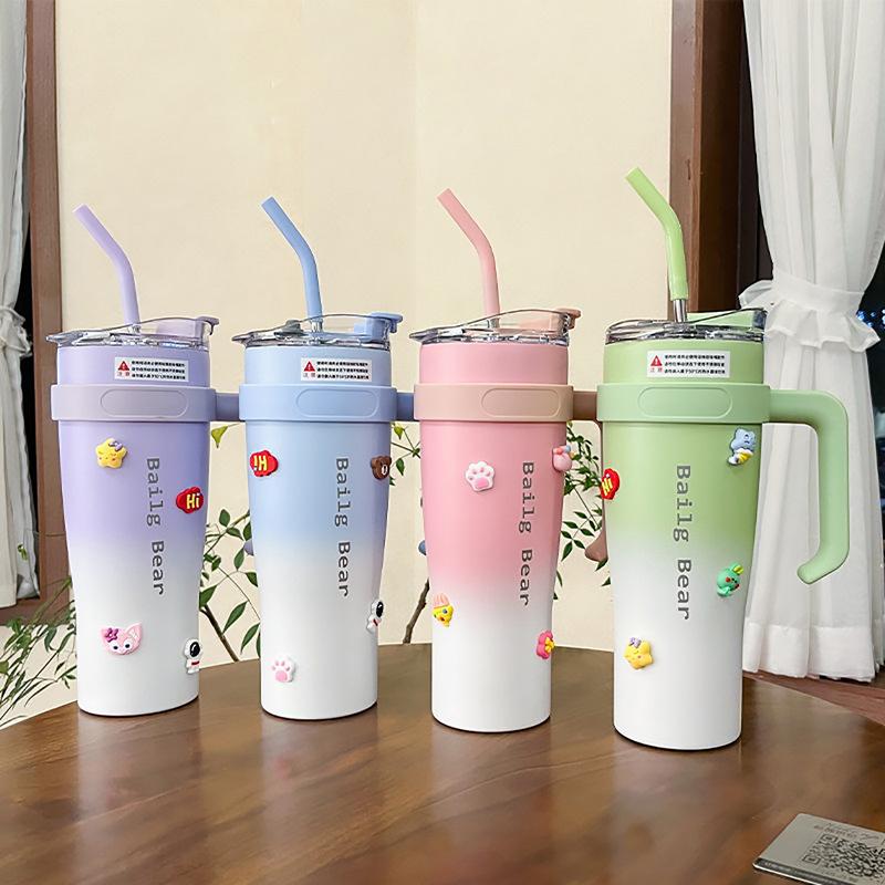 Ly giữ nhiệt NIUMI inox 316 1250ml giữ nóng lạnh chống tràn có ống hút ruột bình inox 304 đủ màu