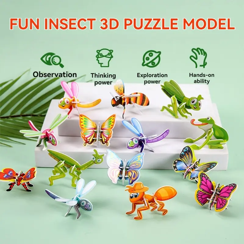 30pcs 3D Puzzle Pack - Cute Animal, Dino, Insect & Sea Creature Motifs. Educational ToyTOYStyai 1