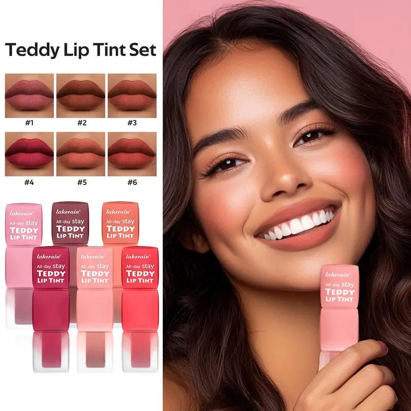 Long-lasting Lip Tint Set, 6pcs/set Natural Matte Finish Highly Pigmented Liquid Lipstick, Waterproof, Smudge-proof Lip Gloss for All Occasions Lip Makeup, Cosmetic 3