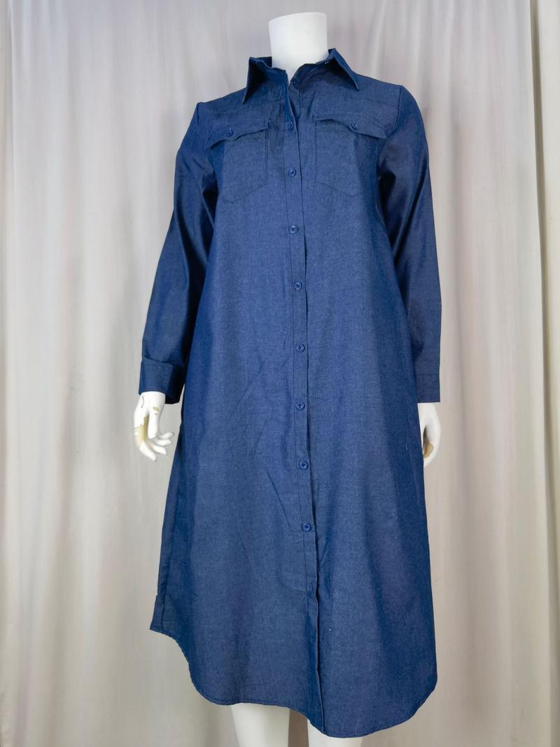 Product Introduction of 2024wish Popular Denim Long Skirts New Blouse Collar Denim Casual Skirt Dress 11