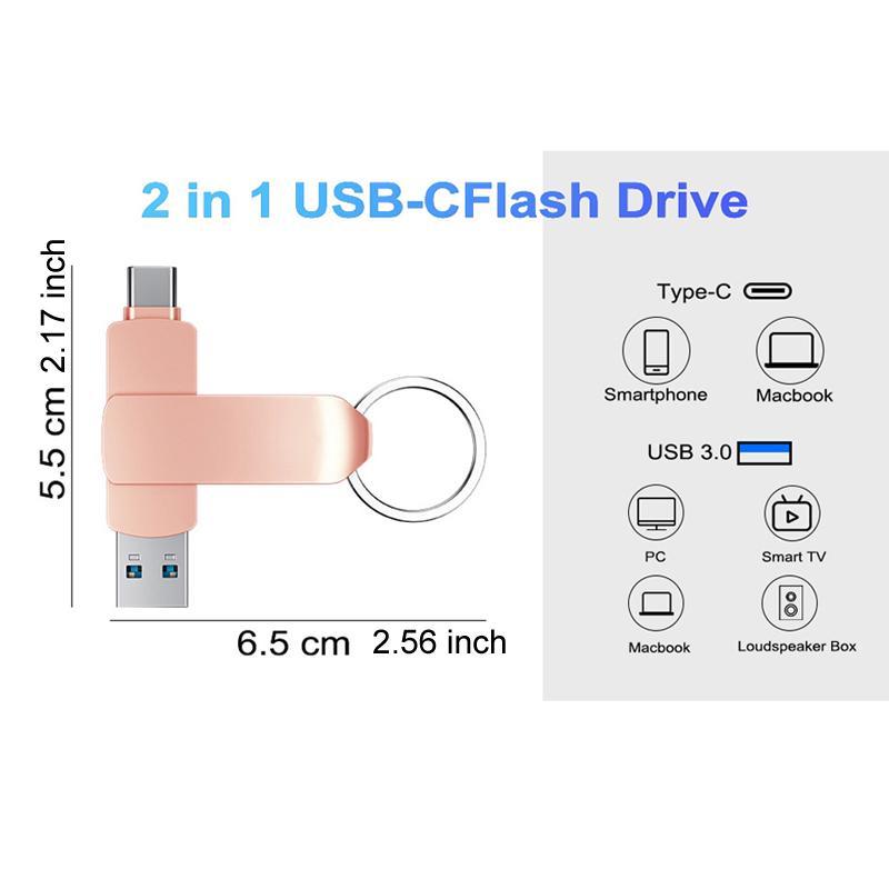Product Introduction of 2 in 1 USB-C Flash Drive, High Speed USB 3.0 Memory Drive, OTG Photo Stick with Type-C Port for Android Smart Phones, PC, Laptop & More Devices 1
