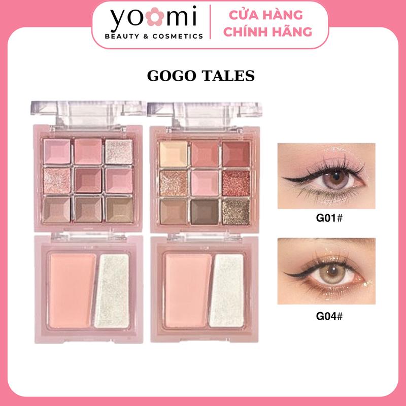 THỦY ĐỖ x YOOMI COSMETICS Bảng Phấn Mắt Má Hồng Highlight GOGO TALES 9 Ô 2 Tầng Trang Điểm Kèm Má Hồng & Highlight Lâu Trôi Lì Chuẩn Màu Cosmetic Mỹ Phẩm Women Nữ bảng mắt 04 clio phấn mắt nâu lạnh tone